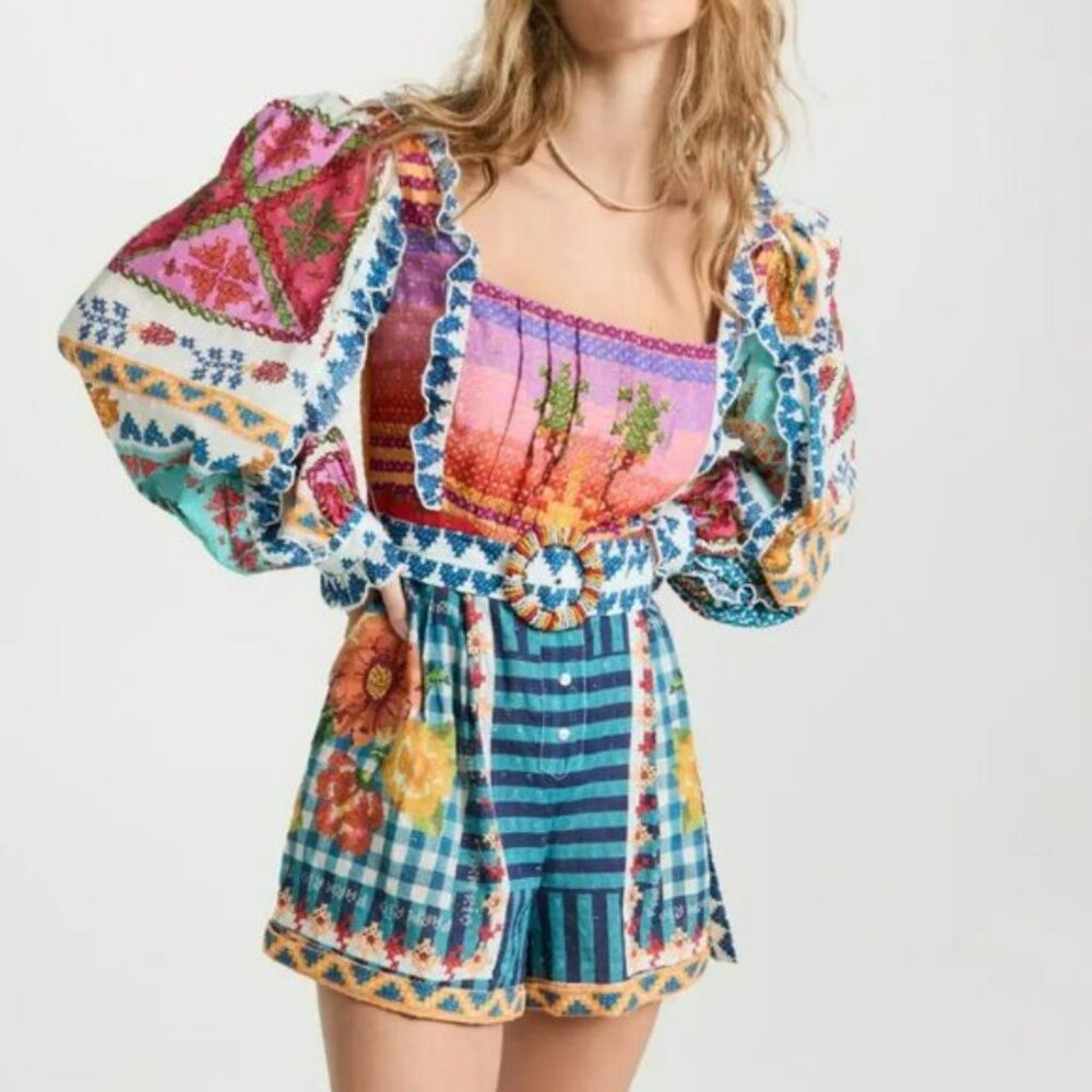 NWT FARM Rio Summer Stitches Romper